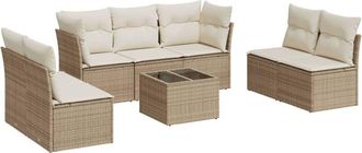 vidaXL Vidaxl - Juego De Sof&aacute;s De Jard&iacute;n Con Cojines Beige 8 Pzas Rat&aacute;n Pe