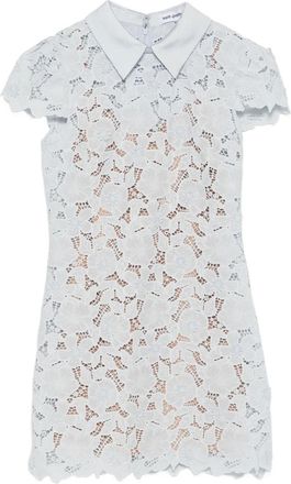 Self Portrait Jurk met bloemenkant - Blauw