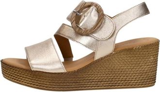 Gabor Sandalen met hoge hak - Dames - Sleehakken - Beige - 40 EU - Leer - Schoenen