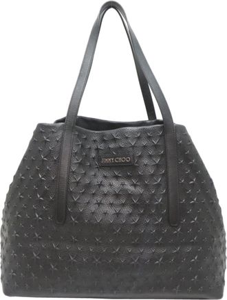Jimmy Choo London Black Leather Tote Bag (Pre-Owned)