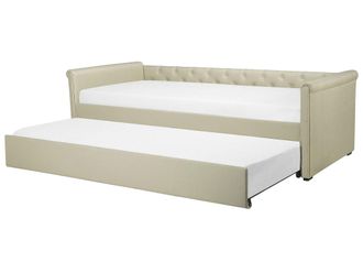 Beliani Beliani - Divano Letto Estraibile In Tessuto Beige Con Rete A Doghe 80 X 200 Cm Libourne