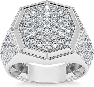 Pompeii3 2 1/2Ct Diamond Mens Hexagon Pave Hip Hop Ring in 14k Gold