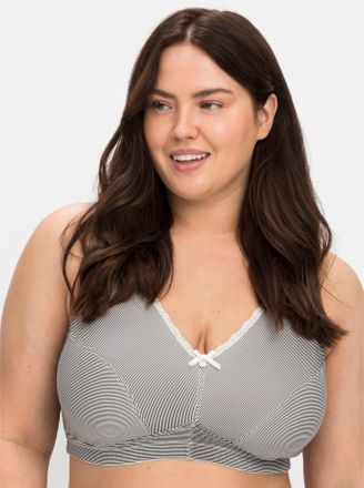 Sheego B&uuml;gelloser BH SHEEGO, Damen, Gr. 11,5, Cup B, grau (anthrazit, wei&szlig;), 95% Baumwolle, 5% Elasthan, BHs B&uuml;gelloser BH