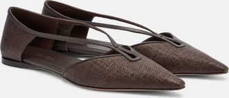 Max Mara Volpino leather-trimmed woven ballet flats