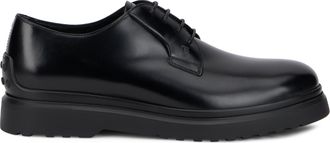 Tod's Mens Lace-Up Leather Shoes Black Calfskin Flat