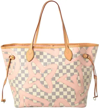Louis Vuitton White Damier Azur Coated Canvas Damier Azur Tahitienne Neverfull Mm (Authentic Pre-Loved)