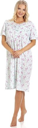 Camille Womens Polycotton Short Sleeve Floral Nightdresses 22-24 Aqua
