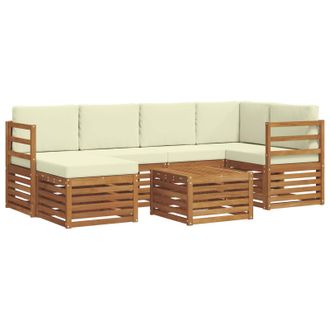 vidaXL Conjunto De Sof&aacute; Seccional Con Coj&iacute;n 7 Pcs Natural Y Crema Vidaxl