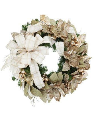 Creative Displays Inc. Handcrafted 30In Holiday Wreath With Magnolias, Ornaments & Bows