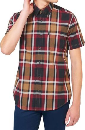 Ben Sherman Block Check Short Sleeve Shirt In Red