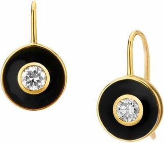 Syna Enamel Disc Earrings in Black at Nordstrom, Size Small