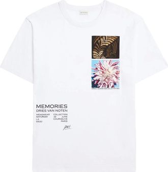 Dries Van Noten Tops, Heren, Wit, XL, Katoen, Wit T-shirt met grafische print en ronde hals