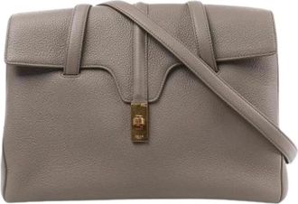 Celine Pre-owned Shoulder Bags, female, Gray, Size: ONE SIZE Pre-owned Sac 16 Medium Handbag