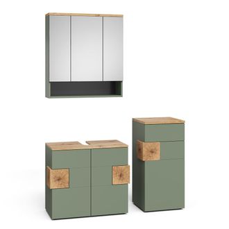 Vicco Conjunto De Muebles De Ba&ntilde;o De 3 Piezas Eden, Verde/artesano, 3 Partes, Vicco