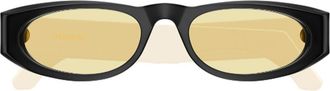 Valentino Havana Linea V Logo Recycled Acetate Oval Sunglasses
