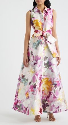 Julia Jordan Floral Satin Gown in Pink Multi at Nordstrom, Size 10