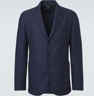 Brioni Blazer de seda y cachemir con piel