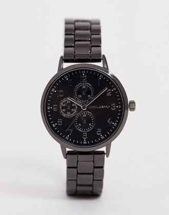 Asos skinny bracelet watch in gunmetal-Grey