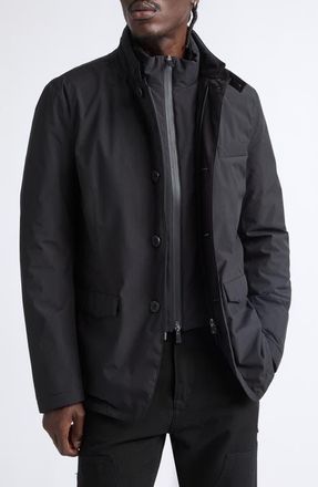 Herno Waterproof Down & Feather Fill Sport Coat with Removable Liner in 9300 Black at Nordstrom, Size 52