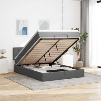 vidaXL Cama Otomana Con Colch&oacute;n Led Gris Oscuro 140x200 Cm Tela Vidaxl