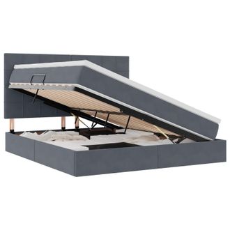 vidaXL Letto Con Contenitore Led E Materasso Grigio Scuro 160 X 200 Cm Vidaxl