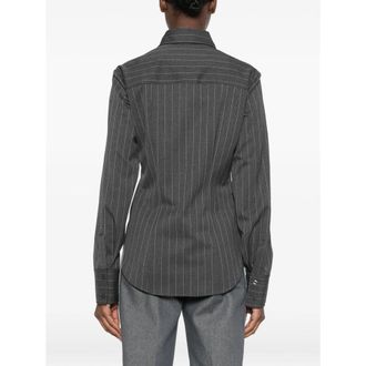 Sportmax Pinstripe Virgin Wool Shirt - Grey