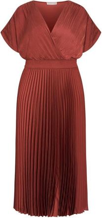 City Chic Elia Faux Wrap Pleated Dress in Sienna at Nordstrom, Size Xxxs
