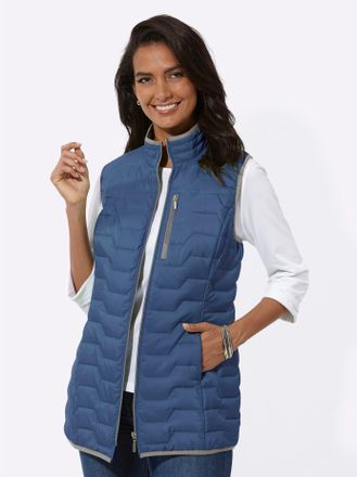 Casual Looks Steppweste CASUAL LOOKS, Damen, Gr. 38, blau (jeansblau), 100% Polyester, Wattierung:100% Polyester, unifarben, Westen Steppweste