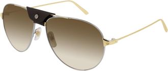 Cartier Santos de Cartier Brown Pilot Mens Sunglasses CT0038S 010 59