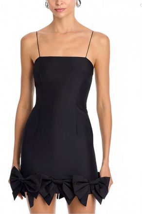 LoveShackFancy Kennedi Bow Mini Dress In Black