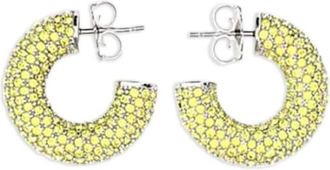 Amina Muaddi mini Cameron earrings - women - Metal/Rhinestone - One Size - Yellow