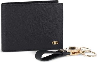 Ferragamo leather keyring wallet - men - Calf Leather - One Size - Black