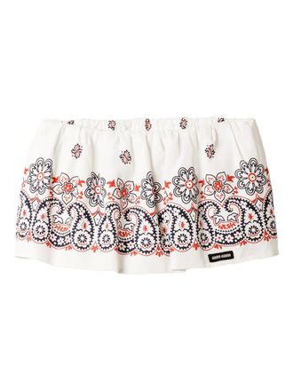 Miu Miu Slubbed popeline skort - Wit