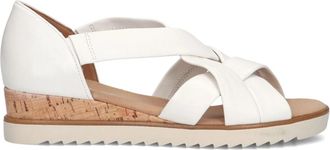 Gabor Elegante Witte Sleehak Sandalen - Dames - Sleehakken - Wit - 40 1/2 EU - Leer - Schoenen