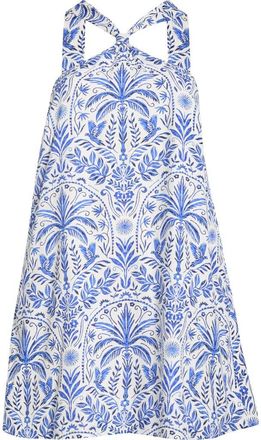 Sugarlips Ronan Floral Amory Halter Minidress in White Blue Multi at Nordstrom, Size 2X