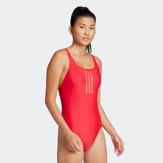 adidas Badeanzug ADIDAS PERFORMANCE 3S MID SUIT, Damen, Gr. 36, N-Gr, rot (pure ruby, lucid rot), Obermaterial: 78% Polyamid, 22% Elasthan, Badeanz&uuml;ge Badean