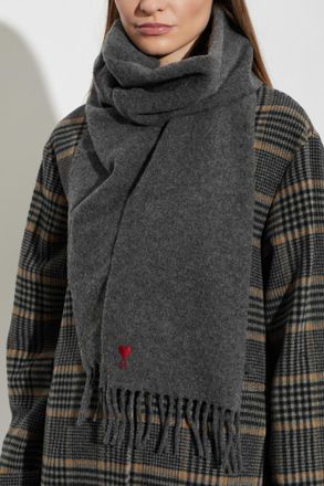 Ami Wool Scarf, Unisex, Grey