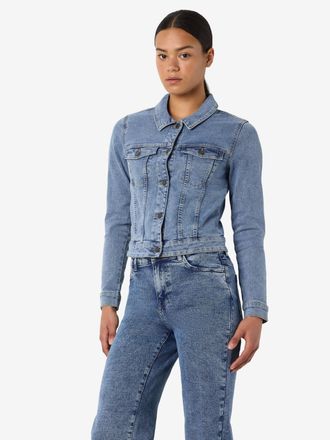 Noisy May Jeansjacke NOISY MAY NMDEBRA L/S DENIM JACKET VI570LB NOOS, Damen, Gr. XL, blau (light blau denim), Denim/Jeans, Obermaterial: 75% Baumwolle, 18% Poly