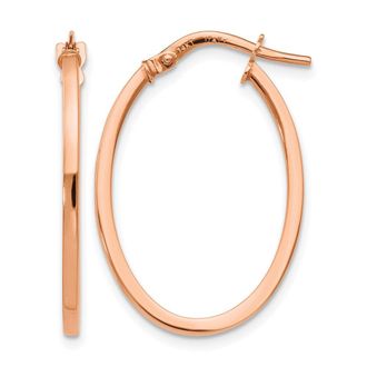 Diamond2Deal 14K Rose Gold Polished Oval Shape Hoop Earrings