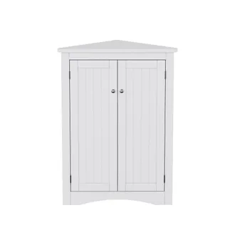 STILVORA Armario Esquinero De Bano Con 2 Puertas Y 2 Estantes, Acabado Lacado, En Mdf, 61,5 X 80 Cm, Blanco