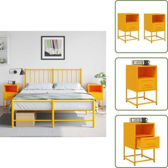 vidaXL Comodino salotto - vidaXL Comodini 2 pz Giallo Senape 36x39x60,5 cm in Acciaio - Comodino studio