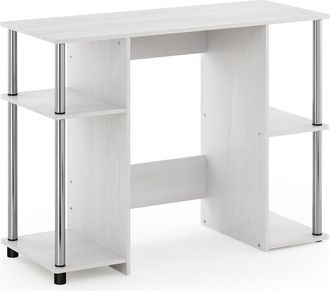 Furinno 15112 JAYA Compact Computer Study Desk, White Oak, Stainless Steel Tubes