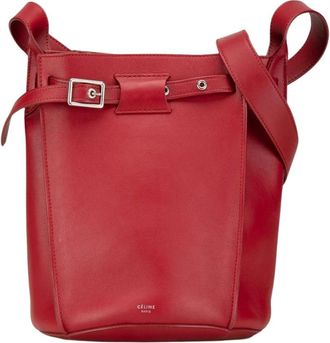 Celine Pre-owned Bolso Grande de Cuero Tipo Cubo Cruzado - Pre-owned - Mujer - Rojo - ONE SIZE