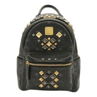 MCM Pre-owned Visetos Coated Canvas Rugzak - Dames - Pre-owned - Zwart - Maat: ONE Size Leer
