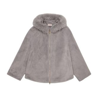 Oltre Jassen, Dames, Grijs, XL, Polyester, Korte Parka met Capuchon