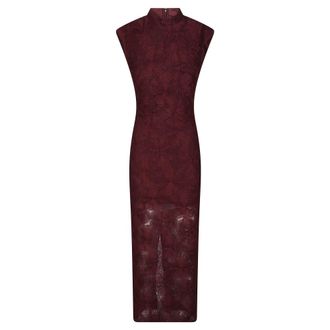 Rotate Flower Mesh Maxi Jurk - Dames - Maxi kleedjes - Bruin - M - Polyester - Kleedjes