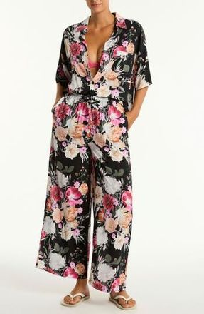 Sea Level Australia Belle Aloha Cover-Up Shirt in Black at Nordstrom Rack, Size Medium