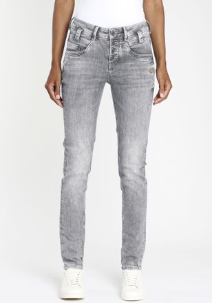 Gang Slim-fit-Jeans GANG 94CARLI, Damen, Gr. 33, N-Gr, grau (grau used), Denim/Jeans, Obermaterial: 91% Baumwolle, 5% Polyester, 4% Elasthan, leichte Abrie
