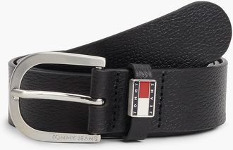 Tommy Hilfiger Mens Tommy Jeans Round Buckle Leather Belt - Black - 40
