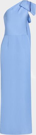 Oscar De La Renta One-Shoulder Bow Column Gown